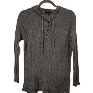 Women’s Small American Eagle Outfitters Sweater Gray Knit Hooded Pullover